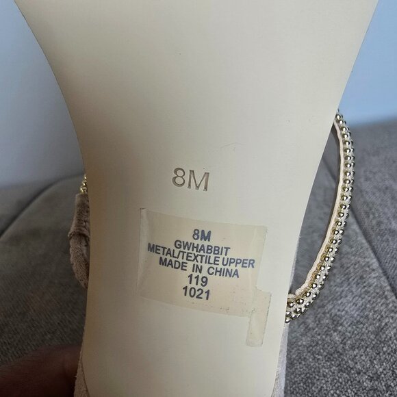 Guess GWHabbit Rhinestone Strap Mule Slip On Heels Nude Champagne Size 8M - Picture 3 of 8